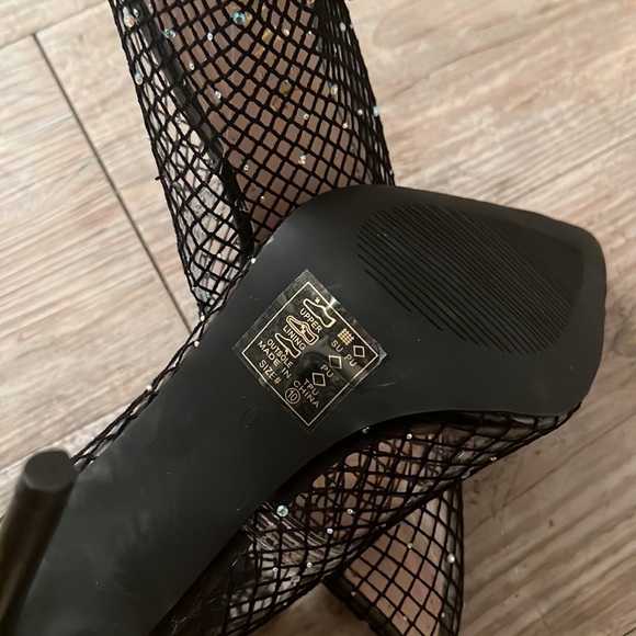 Azalea Wang fishnet rhinestone heels - Picture 3 of 5